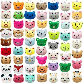 XIPEGPA 60 PCS Mini Animal Plush Toys Set Cute Small Animal Stuffed Toy Keychain for Party Favors Keychain Ornament for Goody Bag Easter Egg Stuffers Carnival Birthday Party Classroom Prizes