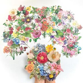 120 pcs Vintage Floral Stickers Kit - Large Junk Journal Stickers for Scrapbooking, Card Making, DIY Crafts, Personalized Letters & Bullet Journal Decor