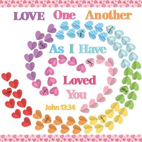 BeYumi Valentine Heart Bulletin Board - 121Pcs Valentine's Day Pastel Love Heart Christian Bulletin Border Rainbow Bible Verse Cutout Scalloped Border Trim Sunday School Church Chalkboard Decoration