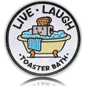 Live Laugh Toaster Patch 3" Embroidered Funny Patch Hook and Loop Backing Live Laugh Toaster Morale Patch for Backpacks, Hats, Bags,Dog Harness, Vests, Patch Wall