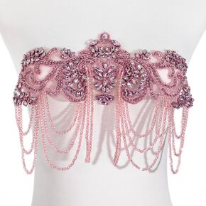 Clear AB Beaded Rhinestones Applique Embellishment for Clothes,Epaulettes Shoulder Patches Sew-on Diamond Sequin Applique for Wedding Dress DIY Accessories Belt Waist Decoration