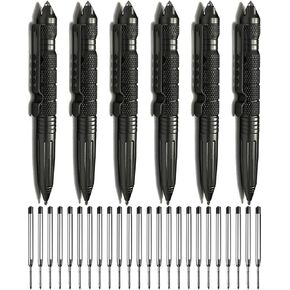 Origin-Joy 6 Pack Tungsten Steel Military Tactical Pen Set, Multifunctional EDC Self Defense Pen With 24 Ballpoint Refills