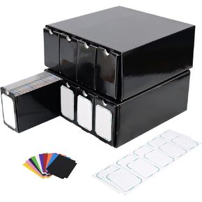 Trading Card Storage Box, 1000 Count, 8 Pack Cardboard Sports Game Card Storage Collector Boxes, Black Bulk Storage TCG Display Card Box for MTG, PTCG