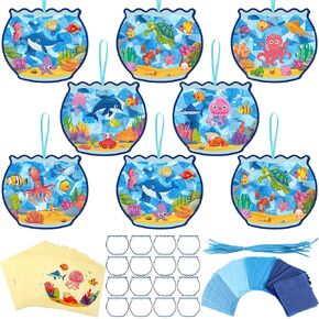 Supervitae 24 Sets Tulip Crafts Kits Mother's Day Crafts Spring Flower Paper Sun Catchers Art Kits DIY Tissue Paper Sign Make Your Own Flower Stickers Scene for Mother's Day Gifts Art Activities