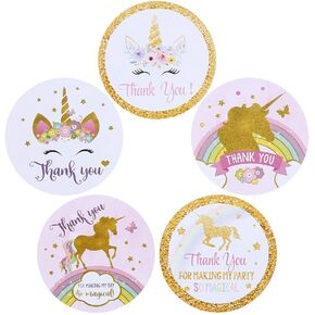 CCINEE Magical Unicorn Glitter Stickers Thank You Rainbow Christmas New Year Party Gift Label Stickers for Kids 40 Pack