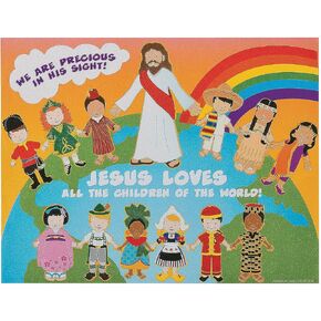 Fun Express Jesus and The Children Stickers - Religious Stationery for Kids Inspirational Miscellaneous - Stickers for Crafting Classroom Activities Bible Lessons & Faith-Based Projects - 24 Pieces