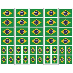 40 Removable Stickers: Brazil Brasil Flag, Brazilian Party Favors, Decals