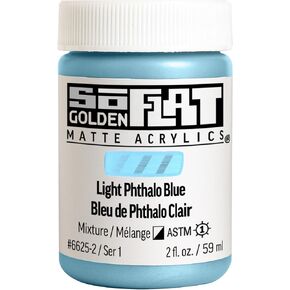 SoFlat Matte Acrylics by GOLDEN, Light Phthalo Blue, 2 fl. oz. Jar, Professional Acrylic Paint, Semi-Opaque