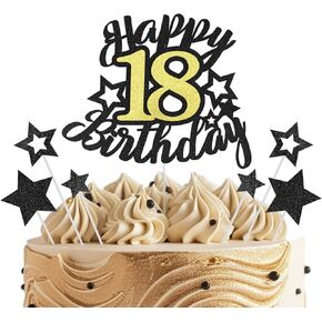Your CHILDHOOD Has Expired Cake Topper, Black Gold Happy 18th Birthday Cake Topper for Boys Girls, Funny 18 Years Old Birthday Party Glitter Cake Decorations Supplies
