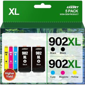 902XL Ink Cartridges Combo Pack, 5 Pack 902XL Ink Cartridges for HP Printers Use for HP Officejet Pro 6978 Ink Cartridges 6968 6958, 902XL Black and Color Combo Pack