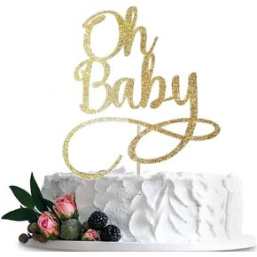 عكس الذهب "OH Baby" الكعكة ، استحمام الطفل الأول من زخارف حفلة عيد الميلاد ، ترحيب ديكورات الطفل ، جنس الطفل الجديد تكشف عن ديكورات كعكة الحفلات