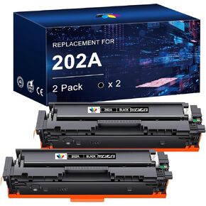 202A Black Toner Cartridge Replacement for HP 202A CF500A Compatible for Color Pro MFP M281fdw M281cdw M254dw M254nw M281fdn Printer Ink(2 Black)