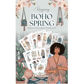 Rongrong Boho Spring Planner Stickers Book for Planners, Calendars, Journals and Projects – Premium Quality Hand Drawn – Scrapbook Accessories 24 Pages - Celebrate The Beauty of Spring