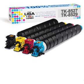 MADE IN USA TONER Compatible Replacement for use in Kyocera TASKalfa 3552ci, 3553ci, 4052ci, Copystar CS3552ci, CS3553ci, CS4052ci, CS4053ci, TK-8527, TK-8529 (Cyan, Magenta, Yellow, Black, 4 Pack)
