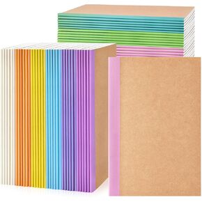 60 Pack A5 Composition Notebooks Bulk, Craft Cover Journals Bulk College Ruled Lined Notebook 10 Colors with Rainbow Spine, Composition Notebooks Bulk for Office, Students, Traveler, School Supplies