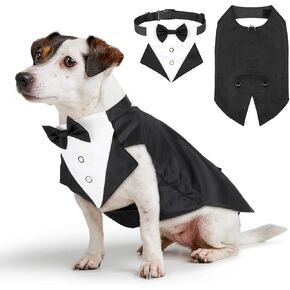 Illumifun Dog Tuxedo Suit ومجموعة باندانا ، ملابس زفاف رسمية للحيوانات الأليفة مع طوق ربطة عنق ، زي أنيقة للكلاب لعيد ميلاد الخطوبة أو المناسبات الخاصة (X-Large)