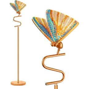 Gold Butterfly Floor Lamp, Vintage Tall Standing Lamps for Living Room, 3000K Warm White Modern Floor Lamp for Bedroom Office Decor