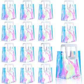 GCFOIR 15 PCS أكياس هدايا صغيرة قزحيات مع مقابض ، 8.3'x8''x4 '' Holographic Bachelorette Party Forme Fies ، حقائب هدايا واضحة مع مقابض ، وأكياس حمل PVC القابلة لإعادة الاستخدام للتسوق ، ودش الأطفال.