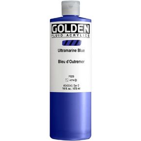 Fluid Acrylics by GOLDEN, Ultramarine Blue, 16 fl. oz. Bottle, Professional Acrylic Paint, Semi-Transparent