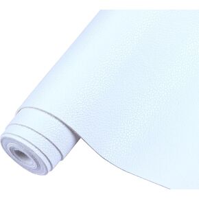 Gloreiey 1Roll Faux Leather Sheets Fabric 12 "x53" المستخدمة لصنع أقراط جلدية ، خياطة DIY ، أريكة ، حقيبة يد ، أقراط ، أقواس الشعر (أبيض)
