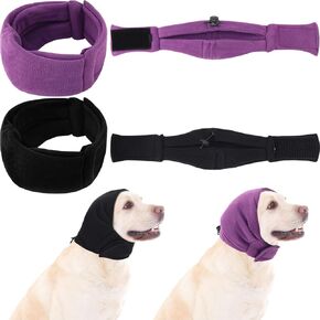 2 Pcs Dog Calming Ear Muffs with Adjustable Fit - Noise Canceling Ear Protector for Bath/Grooming/Thunder Anxiety Relief, Soft Breathable Hoodie(L)