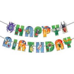 Bugs Happy Birthday Banner Bugs Party Supplies Insects Bug Birthday Party Banner for Bugs Party Birthday Party Decorations