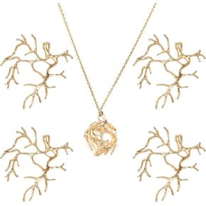 TIESOME 4 PCS Branch Shape Blanks for Jewelry Making, Brass Tray Bezel Charms Handmade Claw Pendant Branch Shape Jewelry Pendants Settings Bezel Irregular for DIY Necklace Jewelry Craft (Gold)