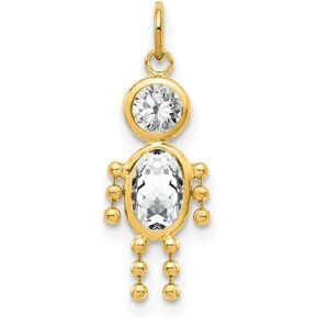 Roy Rose Jewelry 10K or 14K Yellow Gold Birthstone Kids Boy Girl Charm Pendant for Necklace - All Months