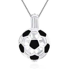 925 Sterling Silver Soccer Football Cage Pendants Crafting Charm for DIY Necklace Bracelet Jewelry Making