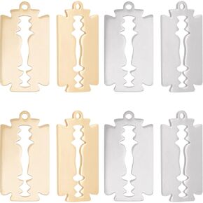 UNICRAFTALE 12Pcs 2 Colors Razor Blade Pendant 26mm Stainless Steel Pendant Razor Blade Necklace Charms Blade Tag Pendant Punk Rock Jewelry Pendant Earring Pendants for Jewelry Making