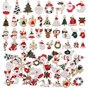 COGCHARGER 20 Pcs Christmas Charm Pendants Santa Hat Snowflake Pendant Christmas Enamel Charms for Jewelry Necklace Bracelet Earring Gift Making Crafts in Kuwait