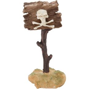 GLOGLOW Aquarium Decor Warning Sign, Resin Skeleton Warning Sign Ornaments for Fish Aquatic Plants Accessories Theme Decorations 6.1x2.4x1.5in