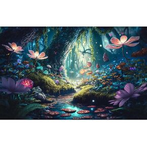 Fairy Forest Aquarium Background Tropical Forest Colorful Flowers Tranquil Stream Terrarium Background Jungle Rainforest Glitter Flowers Sunbeams Fish Tank Backdrop Jungle Reptile Backdrop 24x12in