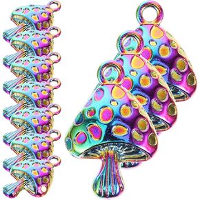 EXCEART 10pcs Mushroom Pendant Charms Mini Mushroom Beads Cute Charms Jewelry Findings DIY Pendant Making Charms for Bracelet Necklace Earrings Key Chain Craft