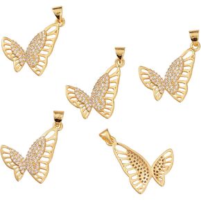 5 Pieces Motorcycle Pendants Brass Micro Pave Clear Cubic Zirconia Charm Pendants with Jump Ring for Jewelry Necklace Bracelet Earring Making