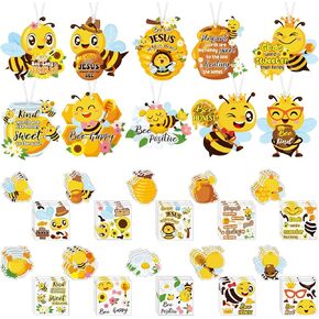 30 Sets Christian Bee Craft for Kids Honey Stickers Fall Religious Sunday School Crafts Jesus Bible Stickers Sunflower Ornaments for Bee Party Favors Classroom Decorations Birthday Gifts