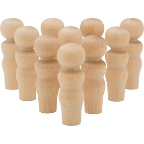Wooden Peg Dolls Unfinished 2-1/4 inch, Mom Shape, Pack of 15 Wooden People Pegs for Crafts and Small World Play