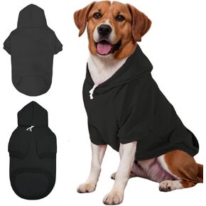 Large Dog Hoodie Sweater with Leash Hole and Pocket, Fleece Lined Hooded Large Dog Sweatshirt, Soft Warm Winter Clothes for Medium Large Dogs & Cats (Grey Dog Hoodie, 2XL)