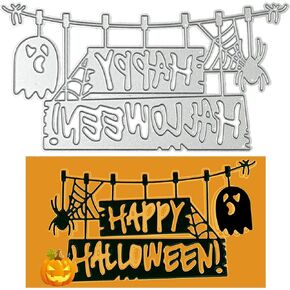 Halloween Dies Happy Halloween Metal Die Cuts for Card Making and Scrapbooking, Ghost Spider Web Cutting Dies Template Molds Die Cuts for DIY Paper Embossing Card Making Decoration (3)