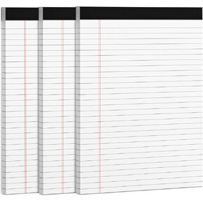 Legal Pads 8.5 x 11.75 Writing Pads, 6 Pack Wide Ruled Note Pads, 50 Sheets per Notepad White Paper, Micro Perforated Notepads 8-1/2 x 11-3/4'' Legal Pad Lined Paper for Office/School/Home Supplies