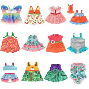 12 Sets Baby Dolls Clothes Dresses Clothing Outfits with Hat for 10 Inch 11 Inch Baby Dolls, 12" Baby Dolls and Other Similar Sized Dolls