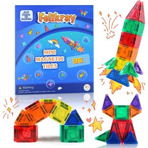 Mini Magnetic Tiles 36pcs, Travel Toys Kids Toys STEM Magnet Toys for Toddler Magnetic Blocks Building Toys Preschool Learning Sensory Montessori Toys for 3+ Year Old Boys and Girls