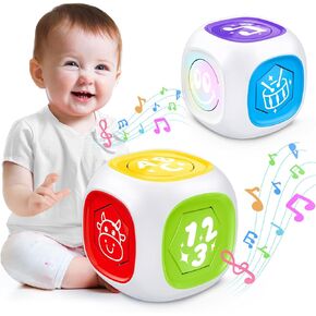 Toys for 1+ Year Old Boy Girl, Bilingual Learning Cube with Music & Light, Early Learning Musical Baby Toys 12-18 Month, Educational Toy for Toddler Age 1-2, Christmas Birthday Gifts for Kids Aged 1+