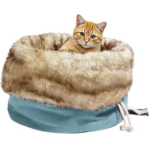 4 in 1 Cat Bed for Indoor Cats, Cat Cave Hideway Sleeping Nest for Kittens and Small Dogs, Removable Washable Cushion, Brown