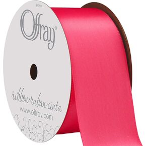 Offray Single Face Satin Craft Ribbon, 1 1/2-Inch x 12-Feet, Shocking Pink