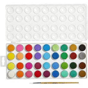 Kingart 511-36 W/Brush ، مجموعة من 36 مجموعة طلاء بالألوان المائية ، متنوعة 36 قطعة