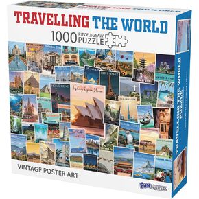1000 Piece Jigsaw Puzzle, Travelling The World Postcard Collage Puzzle