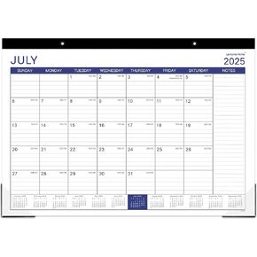 2025-2026 Desk Calendar - Desk Calendar 2025-2026, July 2025 - December 2026, 17" x 12", 18 Monthly Desk/Wall Calendar, Thick Paper with Corner Protectors, Large Ruled Blocks - Blue