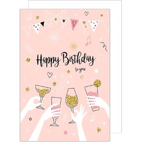 Premium Birthday Card with Envelope. Greeting Happy Birthday for Her Best Friend BFF Woman Mom Work Bestie Party Pink (G2954 SW022)