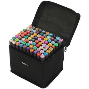 Alcohol Markers, 80 Colors Dual Tip Permanent Art Markers for Coloring, Illustrations, and Sketching, Includes Case for Easy Storage